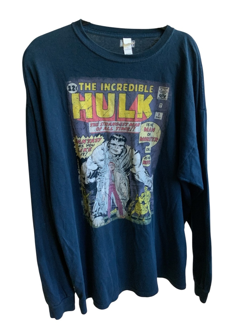 Marvel The Incredible Hulk Long Sleeve Tee - Navy with Yellow Graphics XXL